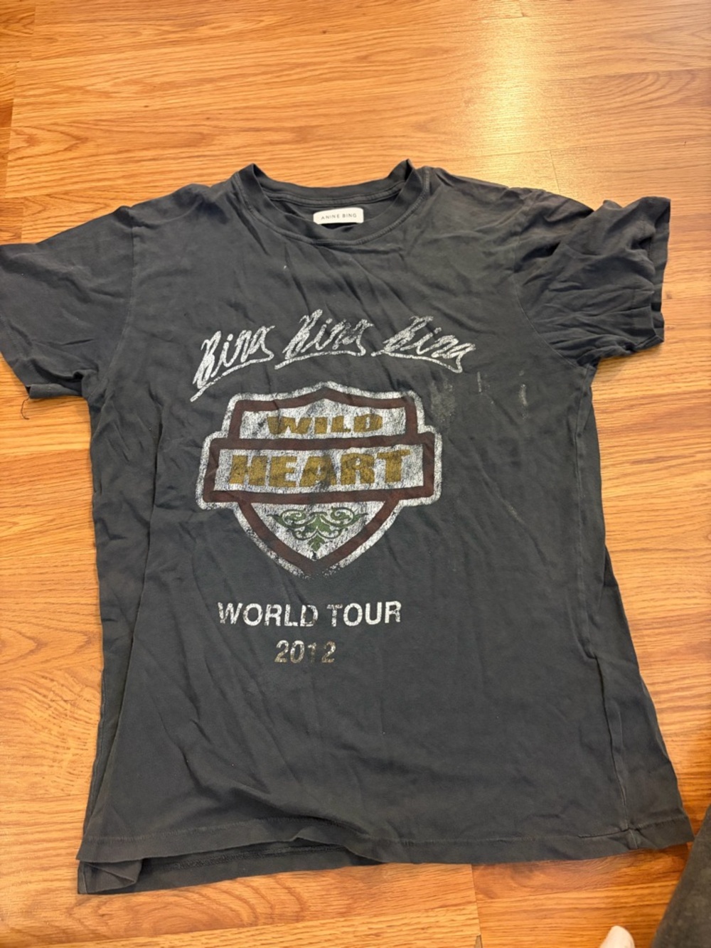 ANINE BING Black Short Sleeve 'Wild Heart' Graphic Tee